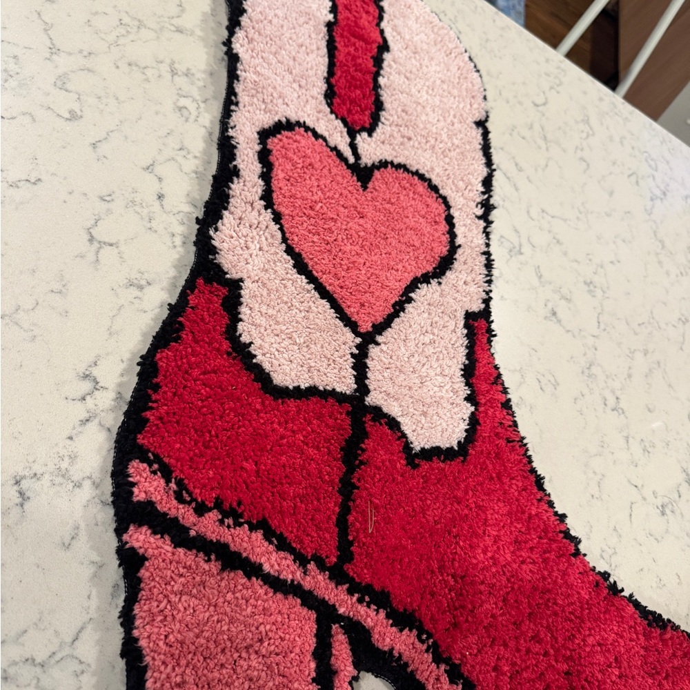 Cowboy Cowgirl Boot Rug with Heart Accent - Pink & Red - Picture 3 of 7